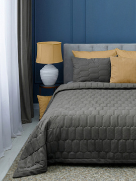 Покрывало стеганое велюровое SUN Decor Magic, BASE, GREY