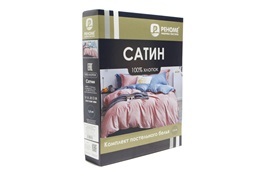 КПБ евро сатин Темно-синяя коллекция с простыней на резинке 180*200*25 Реноме New <St-2450> (арт.124/556)