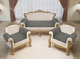 Набор для мебели Грета Люкс (накидки - диван 90*210-1шт+ кресло 90*160-2шт) Марианна<12 темно-серый>